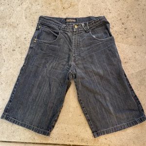 South Pole Shorts Mens 32 Black Cotton Denim Flat Front Pockets Bermuda